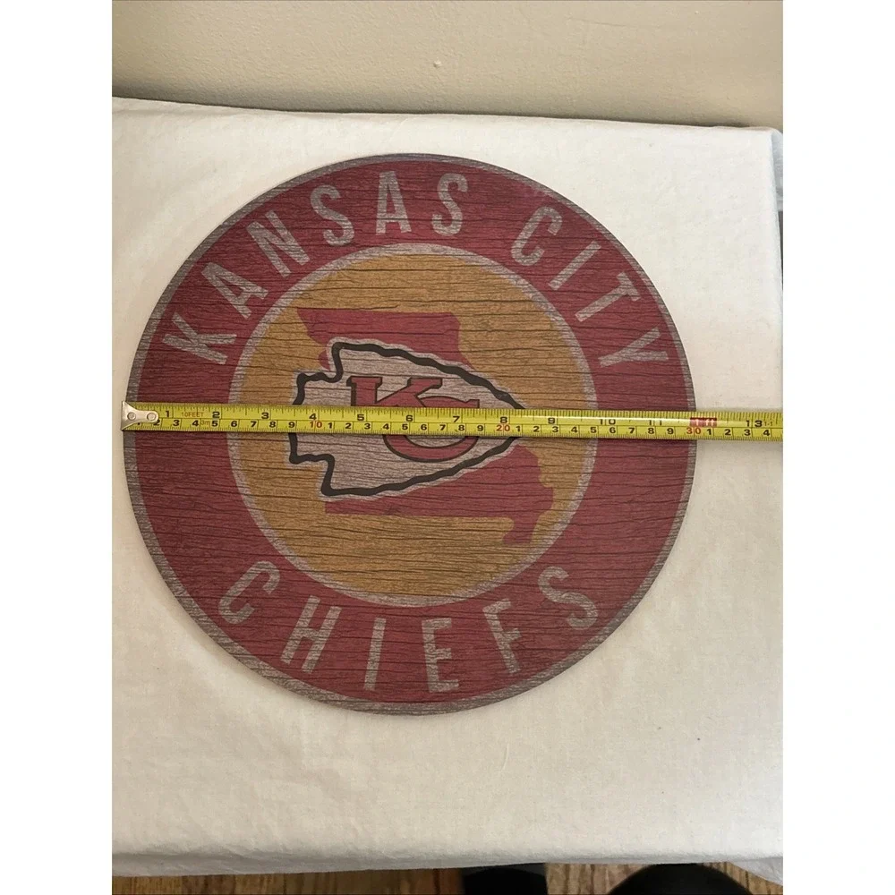 NFL Kansas City Chiefs 12 Inch Round State Wood Sign Wall Decor Football MO